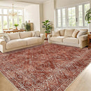 COZYLOOM 6x9 Washable Rug Modern Indoor Area Rug for Living Room or Bedroom Softness Foldable Mat for Easy Storage Abstract Geometric Design Non Slip Rug Low Pile Stain Resistant Carpet, Brick Red by TinyTreasures Baby Boutique