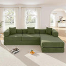 108" Oversized Convertible Sleeper Sofa Bed, Corduroy L Shape Sectional Couch, Folding Sofa Bed with Side Pocket, Modern Cloud Floor Mattress Couch, Modular Sofa for Living Room, Green by CozyNest Decor