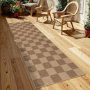 Lahome Checkered Easy Jute Kitchen Runner, 2x8 Washable Indoor Outdoor Runner Rug, Checkerboard Non Slip Non Shedding Neutral Carpet for Hallway Entryway Foyer by CozyNest Decor