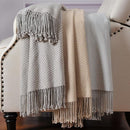 CUDDLE DREAMS Silk Throw Blanket with Hand-Knotted Fringe, Natural, Soft & Breathable (Herringbone Gray) by CozyNest Decor