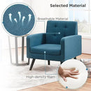 Yaheetech Mid-Century Accent Chairs, Modern Upholstered Living Room Chair, Cozy Armchair Button Tufted Back and Wood Legs for Bedroom/Office/Cafe, Navy Blue by CozyNest Decor
