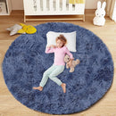 4FT Round Rug for Bedroom: Fluffy Shag Soft Washable Rugs Circle Small Fuzzy Plush Indoor Carpet for Living Room Nursery Playroom Dorm Kids Girls Boys Room (Navy Blue, 4'x4') by TinyTreasures Baby Boutique