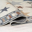 JONATHAN Y Machine-Washable Ivory/Blue/Orange Indoor Area Rug, 4x6, Star Gazer Geometric, Border, Kids & Novelty, Classic, Bedroom, Kitchen, Living Room, Easy-Cleaning, Non-Shedding (KDW100A-4) by CozyNest Decor
