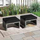 Tangkula 2 Pieces Patio PE Rattan Ottomans, Multipurpose Outdoor Footstool Footrest Additional Seating Side Table with Soft Zippered Cushions for Deck, Garden, and Yard (Black) by CozyNest Decor