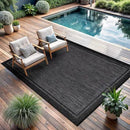 CAMILSON Indoor Outdoor Rug, 6x9 Bordered Dark Grey Black Modern Area Rugs for Indoor and Outdoor Patios, Kitchen and Hallway Mats, Washable Porch Deck Outside Carpet (Bordered Black, 6 x 9) by CozyNest Decor