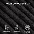 HIGOGOGO Round Stuffed Pouf Ottoman, Stripe Faux Fur Poufs with Foam Chunk Filling, Furry and Fluffy Pouf Foot Stool Storage Ottoman, 26 X 18 Floor Poufs Foot Rest for Living Room, Black by CozyNest Decor