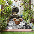 GENIMO Outdoor Rug Waterproof for Patio Decor, 9' x 12' Reversible Plastic Straw Floral Camping Carpet, Large Area Rugs Mats for RV, Camper, Deck, Balcony, Porch, Beach, Picnic, Mix-Black & White by CozyNest Decor