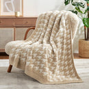 Snuggle Sac Throw Blanket for Couch, Reversible Super Soft Warm Blankets Cozy Knit Fuzzy Plush Lightweight Throws for Sofa, Bed, Camping,Houndstooth Beige,50x60 inches by TinyTreasures Baby Boutique