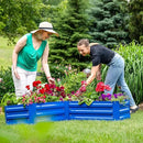 Sunnydaze Galvanized Raised Garden Bed - Metal Raised Bed for Gardening - Outdoor Planter Box for Flowers, Plants, and Vegetables - Blue - 12" L-Shaped by GreenHaven Gardens