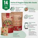 Organo Republic 14 Herbs & Veggies Salsa Mix Seeds Variety Pack - 5,180+ Non GMO Heirloom Herb, Tomato & Chili Pepper Seeds for Planting Outdoor & Indoor Home Gardening: Basil, Cilantro Onion, Peppers by GreenHaven Gardens