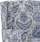 UIXE High Back Floral Accent Chair, Fabric Upholstered Armchair for Living Room, Retro Wingback Arm Chair with Solid Wood Legs, Nailhead Trim Single Sofa Bedroom Reading Seat - Navy Blue by CozyNest Decor