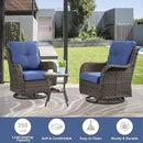 Outdoor Furniture Sectional Sofa L Shaped Couch - Patio Wicker Set with 2 Swivel Glider Chairs, 8 Piece Rattan Patio Conversation Sets with Blue Cushion for Deck Backyard Sunroom by GreenHaven Gardens