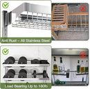 3 Tier Extra Large Stainless Steel Expandable Over The Sink Dish Drainer Drying Rack, Rust Proof Metal, Space Saving, Modern Silver Big Capacity Extendable Plate Strainers Above Kitchen Counter by CozyNest Decor