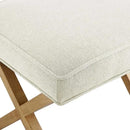 Amazon Basics Small Ottoman Foot Rest, Mid-Century Modern X Square Polyester Foot Stool, Linen, Ivory White, 18"D x 19.8"W x 18.3"H (Previously Rivet Brand) by CozyNest Decor
