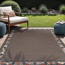 Beverly Rug Outdoor Rug 9x12 Modern Bordered Large Area Rugs for Indoor and Outdoor Patio Easy to Clean Non Shedding Living Room Porch Garden Washable Outside Carpet (9 x 12 Brown) by CozyNest Decor