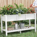 YITAHOME Raised Garden Bed, 47x18x31 Inch HIPS Poly-Wood Weather-Resistant Elevated Planter Box with Storage Shelf for Vegetable Flower, White by GreenHaven Gardens