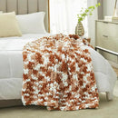 Amélie Home Chunky Knit Throw Blanket for Couch, Soft Chenille Crochet Blanket for Sofa, 50"x60", Space-Dyed Burnt Orange by CozyNest Decor