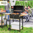 Outsunny Charcoal BBQ Grill with 245 sq. in. Cooking Area, Outdoor Barbecue Grill with Adjustable Charcoal Pan, 3 Shelves, Thermometer, Wheels for Patio, Backyard, Party, Picnic, Black by GreenHaven Gardens