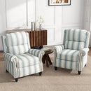 UIXE Pushback Recliner Chairs Set of 2, Fabric Armchair Push Back Accent Chair, Rivet Trim Club Chair Home Theater Overstuffed Single Sofa Reading Seat for Living Room, Stripe Blue by CozyNest Decor