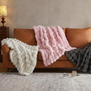 JELLYMONI Faux Fur Throw Blanket, White Fuzzy Cozy Plush Bubble Bed Blanket, Thick and Warm, Queen (90" x 90") by CozyNest Decor