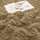WESHIONGOO Chunky Knit Blanket Throw 40"×40" Knitted Throw Blankets for Couch Bed Fluffy Soft Blanket with Jumbo Chenille Yarn Thick 100% Handmade (Brown) by CozyNest Decor