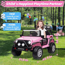 24V 4WD Ride on Truck Car w/800W Motors, Gift Flower, Remote Control, 2 Seaters, Light Bar, 3 Speeds, Pop Music, Power Four Wheels, 25 Volt Ride on Toy Car for Big Kids, Pink by TinyTreasures Baby Boutique