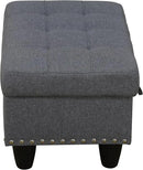 Ottoman Rectangular Storage Ottoman Bench, Flannel Footrest Stool Footstool with Lid for Living Room, Bedroom, Entryway, Light Gray, 28.5"x19"x17.5" by CozyNest Decor