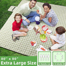ZAZE Extra Large Picnic Outdoor Blanket, 80''x80'' Waterproof Foldable Blankets Gingham Picnic Mat for Beach, Camping Grass Lawn Park Accessories Cute Couple Gifts Ideas Wedding Registry(Green White) by TinyTreasures Baby Boutique