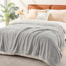 EMME Muslin and Fleece Queen Blanket Reversible - 80"*90" Grey Soft Warm Throw Blankets for Couch Bed Picnic Travel Bed by CozyNest Decor