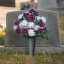 Cemetery Vase with Stakes-Plastic Flower Vases with 2 Ground Spikes, Draining Holes - for Garden, Lawn, Yard - Memorial Grave Decorations 12.7x3.4.x3.9, Black Granite Design by GreenHaven Gardens