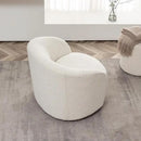 KINWELL 34" W Mid Century Modern Swivel Barrel Chair, Round Upholstered Boucle Swivel Accent Chairs, No Assembly Sofa Chair for Living Room Bedroom Reading Apartment Lounge Nursery(Cream) by CozyNest Decor
