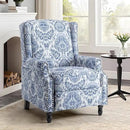 UIXE Floral Pushback Recliner Chair, Fabric Upholstered Armchair Push Back Accent Chair for Living Room, Rivet Trim Club Chair Home Theater Single Sofa Reading Seat - Navy Blue by CozyNest Decor