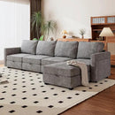 mestyl Modular Sectional Sofa Convertible L Shaped Sofa Couch Set with Storage for Living Room, Modern 4 Seater Modular Sectional Couch with Movable Ottoman (Grey) by CozyNest Decor