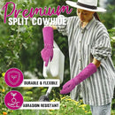 HANDLANDY Ladies Leather Gardening Gloves, Thorn Proof Women Rose Pruning Garden Yard Glove, Heavy Duty Long Sleeve Gloves (Medium, Rosy) by GreenHaven Gardens