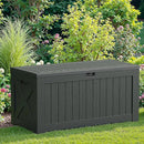 JUMMICO 120 Gallon Resin Deck Box, Large Outdoor Storage Box Waterproof & Lockable for Garden, Patio, Pools (Gray) by CozyNest Decor