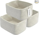 Small Woven Storage Baskets 12“X8”X5“ Decorative Rope Bins for Organizing Shelves, Closets, and Toys, Empty Gift Baskets, Cute Organizer Basket for Home and Office (grey, regular) by CozyNest Decor