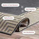 nuLOOM 9'6" x 12' Outdoor Area Rug, Casual Design With Striped Border, Stain Resistant, Highly Durable, For Patio, Balcony, Bedroom, Living Room, Dining Room, Bathroom, Dark Grey by CozyNest Decor