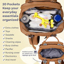 RUVALINO Diaper Bag Backpack-Multifunction Baby Travel Bag with Changing pad, Insulated Bottle Holders & Pacifier Case, Large Capacity, Waterproof, Dark Brown by TinyTreasures Baby Boutique
