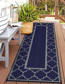 GENIMO 2.5 ' x 8 ' Outdoor Rug for Porch Patio Clearance, Waterproof Indoor Outdoor Plastic Straw Rugs Carpet, Reversible Outside Area Rv Mat for Camping, Balcony, Deck, Picnic, Beach (Blue & Gray) by CozyNest Decor