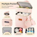 Breastmilk Cooler Bag with Ice Pack & Pacifier Case, Large Double Layer Insulated Baby Bottle Cooler Fits 6 Bottles, Breast Pump Storage Bag for Working Nursing Moms, with Gift Box by TinyTreasures Baby Boutique