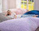 Hobestluk 3 in 1 Bean Bag Chair Giant Bean Bag Chairs for Adults with Plush Faux Fur Cover Convertible Bean Bag Floor Cushion with Machine Washable Cover for Living Room (Plush Purple) by CozyNest Decor