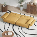 89” Futon Sofa Bed, Linen Comfy Futon Couch Bed with 2 Square Pillows, Convertible Sleeper Sofa with Adjustable Backrest& Armrests, Modern Loveseat Sleeper for Living Room, Bedroom, Yellow by CozyNest Decor