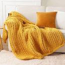 Battilo Chunky Knit Throw Blanket, Soft and Thick Chenille Throw Blanket, 50"x60" Handmade Cable Knit Crochet Blanket, Large Rope Knot Throw Blankets for Couch Sofa Bed Home Decor, Mustard by CozyNest Decor