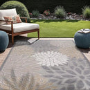 Beverly Rug Outdoor Rug 9x12 Large Modern Floral Tropical Area Rugs for Indoor and Outdoor Patio Easy to Clean Non Shedding Living Room Porch Garden Washable Outside Carpet (9 x 12 Gray) by CozyNest Decor