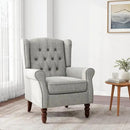 Accent Chair, Upholstered Armchair with Button Tufted High Back & Solid Wood Legs, Comfy Wingback Reading Single Sofa Chair for Small Spaces, Living Room, Bedroom (Light Grey, Set of 1) by CozyNest Decor