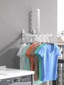 Dr.DJ Wall Hanger for Clothes, Coat Hanger Wall Mounted Silver Retractable Clothes Drying Organizer Rack Garment Hooks Aluminium Folding Indoor Space Save (2 Racks) Silver by CozyNest Decor