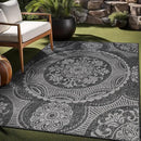 Medallion Outdoor Rug 9x12 Washable Outside Carpet for Indoor Patio Porch Waterproof Easy Cleaning Non Shedding Area Rugs Dark Gray 9 x 12 by CozyNest Decor