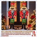 5FT Lighted Nutcracker with Candy Cane for Christmas Decoration, 3D Pre-Lit Iridescent Soldier Xmas Decor with 100 Warm White Lights, Glittered Standing Holiday Display for Outdoor, Indoor by CozyNest Decor