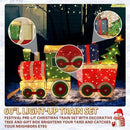 5FT Light-Up Christmas Train Decor with 170 LED Lights, 3D Pre-Lit Train Set with Gift Box and Christmas Tree for Xmas Decoration, Freestanding Glittered Holiday Display for Outdoor, Indoor by CozyNest Decor