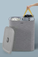 Joseph Joseph Tota 90 liter/23.8 gallon Laundry Hamper Separation Basket with lid, 2 Removable Washing Bags with Handles - Gray by CozyNest Decor